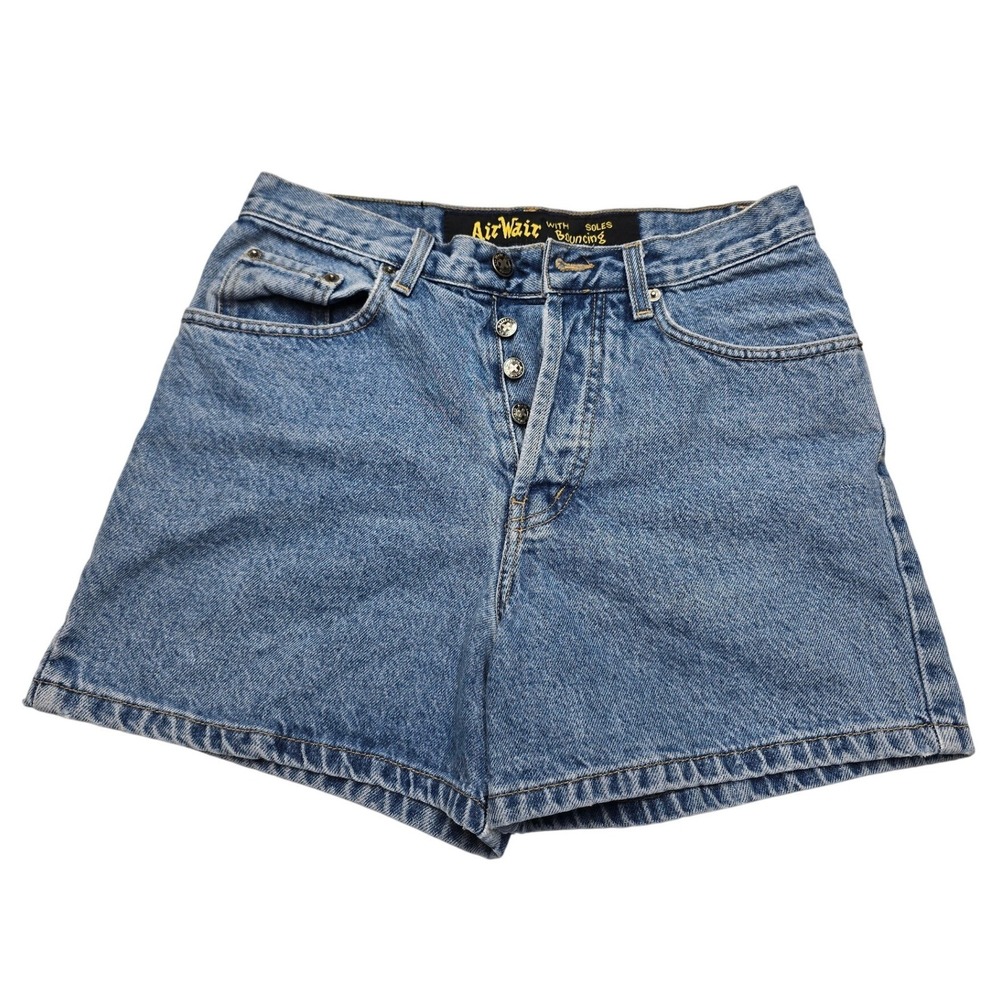 Dr. Martens Vintage 90s Denim Shorts High Waist Button Fly Blue Made in USA 28
